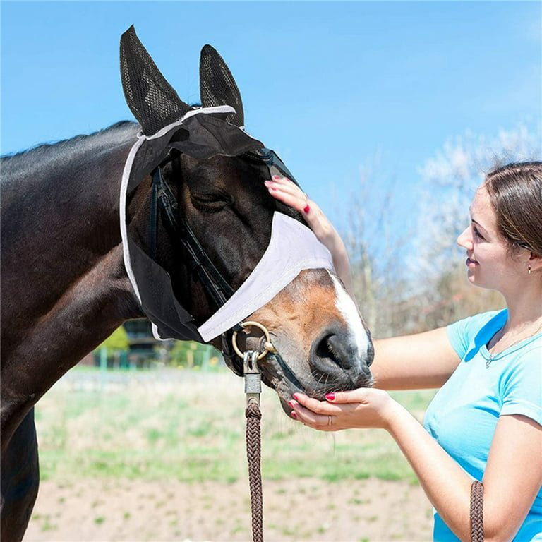 Horse Fly Mask, Soft Comfortable Breathable Mesh Anti-mosquito Stretchy  Elastic Animal Face Cover for Protecting Eyes Ears of Giraffe Horse 