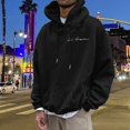 thumbnail image 4 of sususu Mens Black Hoodie Letter Graphic Hoodie Sweatshirt For Casual Wear And Everyday Comfort,Black,XXL, 4 of 6