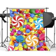 HelloDecor 5x7ft Happy Birthday Backdrop Valentine's Day Background Candy Lollipops Party Decoration Wedding Photography Backdrops Girls Lover Photo Studio Props