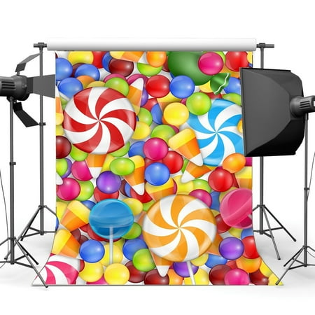HelloDecor 5x7ft Happy Birthday Backdrop Valentine's Day Background Candy Lollipops Party Decoration Wedding Photography Backdrops Girls Lover Photo Studio Props