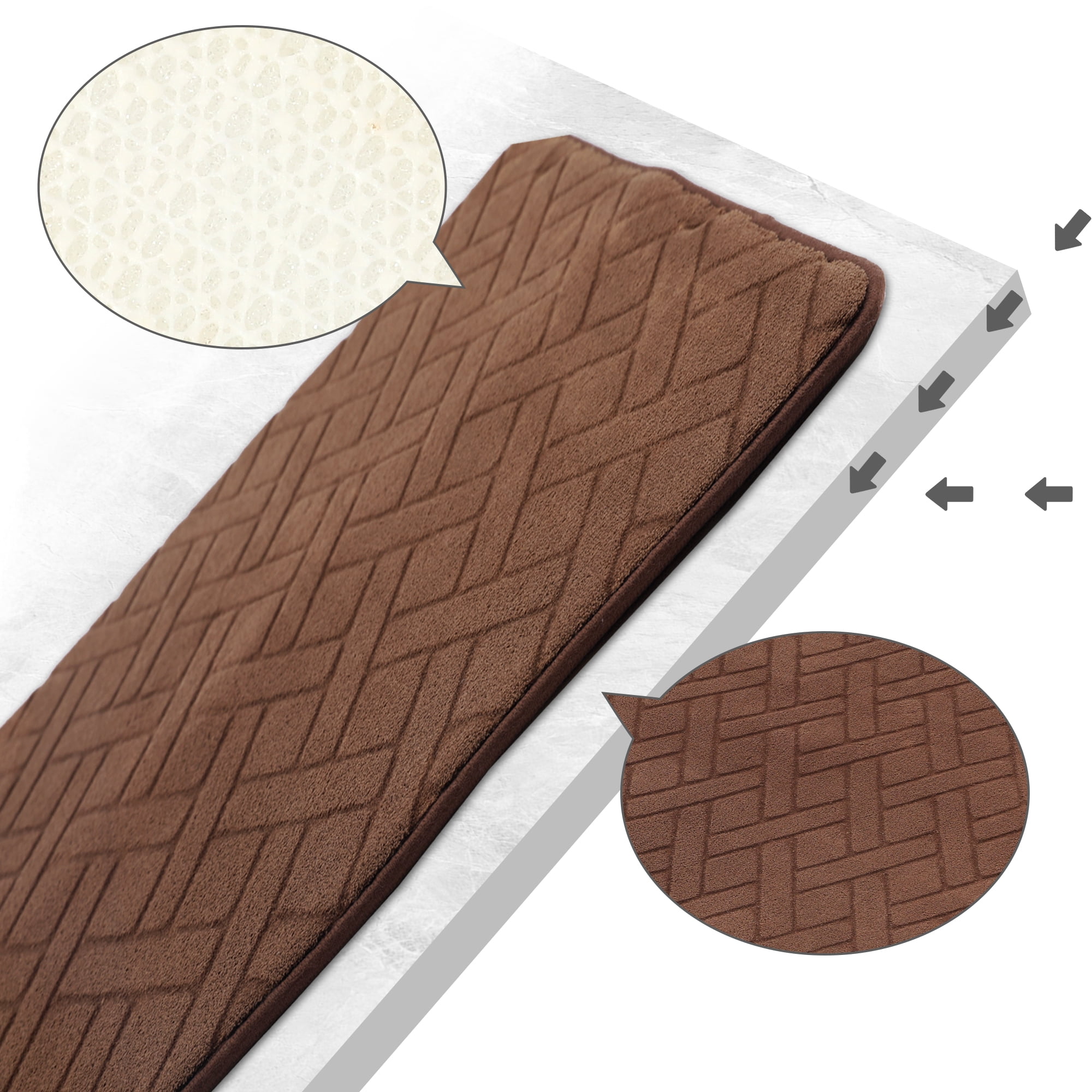 Unique Bargains Bathroom Mat Memory Foam Non-Slip Bath Rugs Brown 16" x 24"