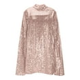 thumbnail image 5 of Women's Solid Color Stand Up Collar Cape Sleeve Sequin Party Dress Glamorous Party Dress for New Year's Eve, Clubs, and Evening Galas Rose Gold M, 5 of 5