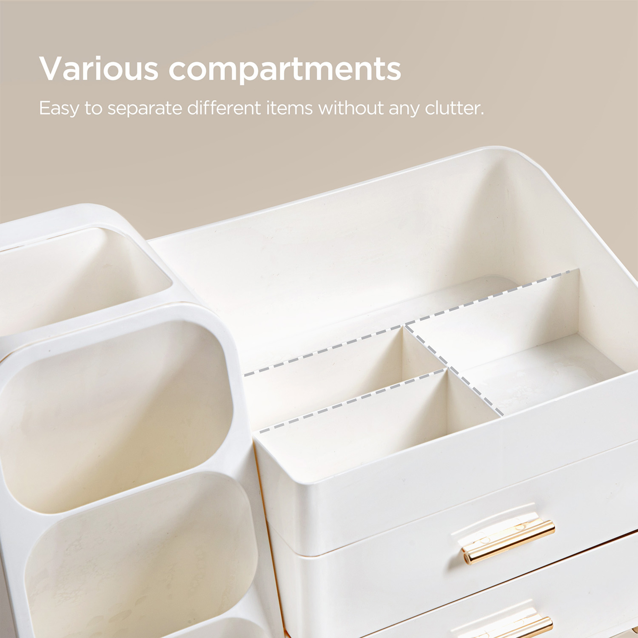 HBlife Makeup Organizer with Brush Holder, White photo 3