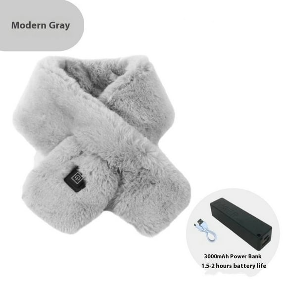 Heated Scarf for Men and Women, Warm Heating Scarf Neck Heating Pad Shawl Soft Neck Wrap Winter Scarf(3000Mah Battery)-grey