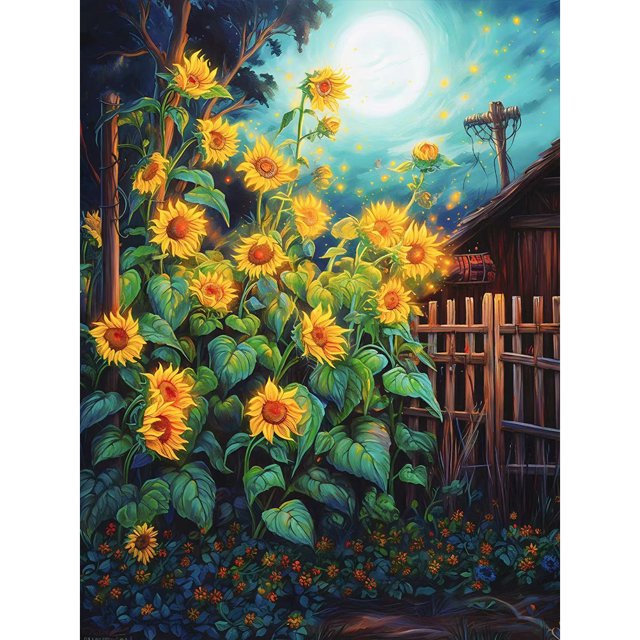 Cuadros Decorativos 5D bricolaje taladro redondo completo diamante pintura girasol kit hogar decoración artesanía (4) Wdftyju de costura negro 4 estilos
