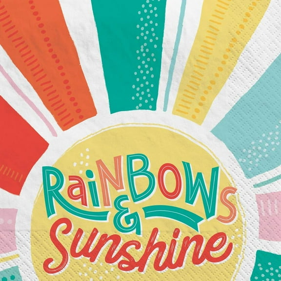 Unique Brand Birthday 'Retro Rainbow' Lunch Napkins (16ct) 1 pack