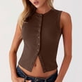 thumbnail image 2 of Women’s Button up Sleeveless Tank Tops - Casual Ribbed Knit Solid Color Crew Neck Slim Fitted Summer Tanks, 2 of 8