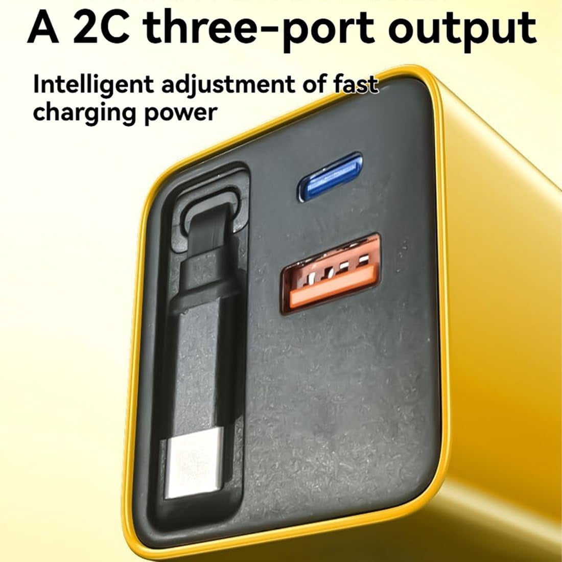 Beproudlevel 3 in 1 Charger Retractable 80w Max Fast, Scalable Charging Module with Type-C Cable & USB Port, Universal All in One Multi Phone Charger with Wall Plug, for Phones, Tablets (2PCS)