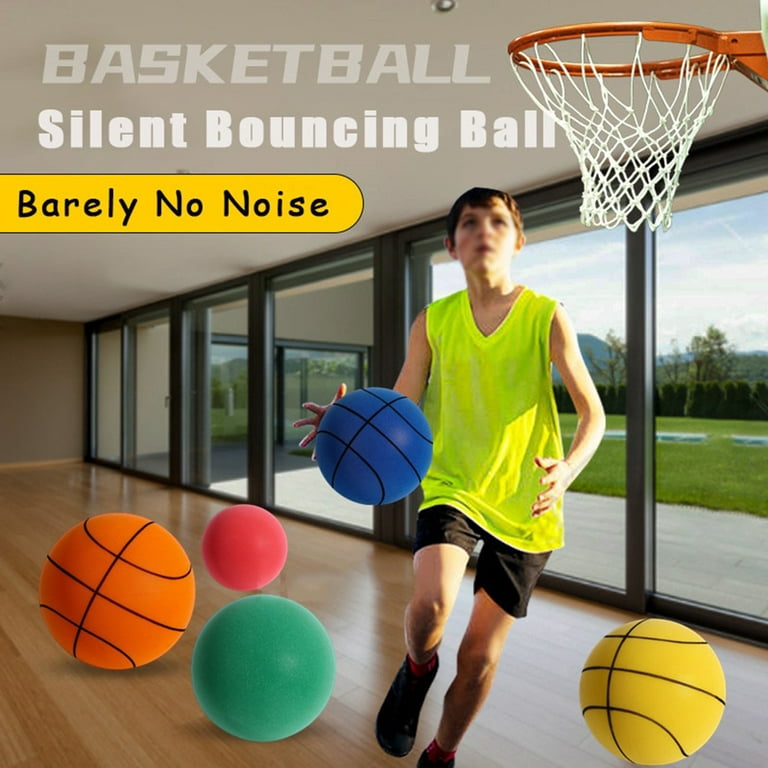 Silent Basketball,5Pcs Mute Ball Children Mute Elastic Ball with Basket