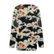 thumbnail image 5 of Blusa informal con cuello en V, botones y manga larga con estampado de murciélago de Halloween para mujer, 5 of 5