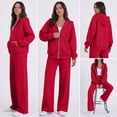 thumbnail image 5 of 2 Piece Sets for Women Zip Up Hoodie Wide Leg Sweatpants Matching Set Lounge Outfit Comfort Casual Fall Winter Tracksuit,XXL,Red, 5 of 7