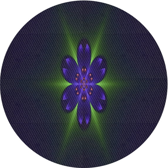 Ahgly Company Indoor Round Patterned Blue Novelty Area Rugs, 4' Round