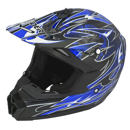 Adult Raider Wildfire Helmet MX / ATV - Matte Black, Red, Blue or Silver -