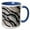 Blue/White, variant on 3drose, Silver Pheasant Feather Fan Design., 11oz Two-tone Red Mug