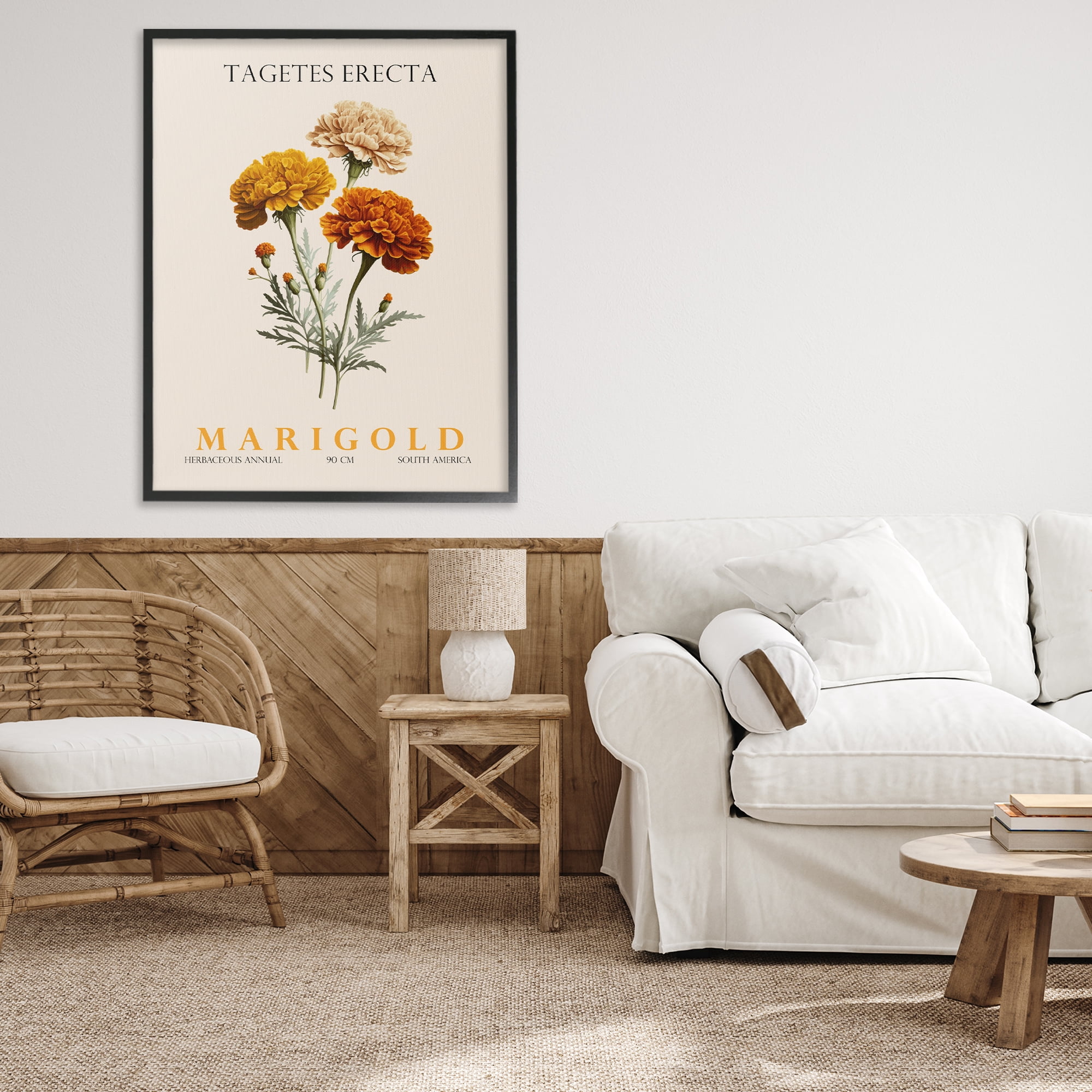 Stupell Industries Natural Marigold Bundle Black Framed Giclee Art, design by Christopher Giampietro