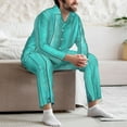thumbnail image 7 of Uemuo Turquoise Wooden2 Pattern 2-Piece Loungewear Set - Men’s Soft Sleepwear, Cozy Winter PJs, Comfy Sleep Set-X-Large, 7 of 7