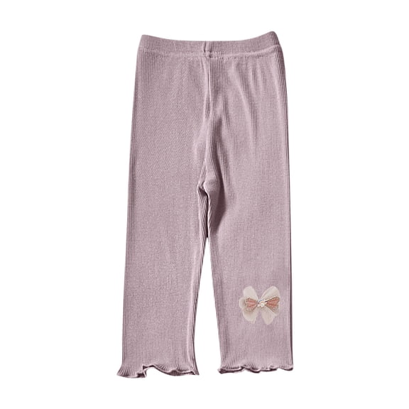 Odeerbi 1-7 Años Niñas Mallas de Punto de Canalé Con Ribete de Lechuga Mallas Elásticas Capris Pantalones de Verano Casual Cintura Elástica Pantimedias Recortadas