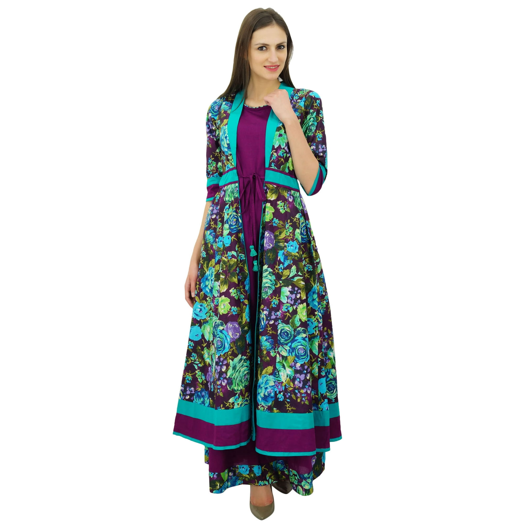 Bimba Designer 2 Piece Kurta Maxi Dress Cotton Kurti Indian Custom Clothing