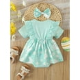 thumbnail image 4 of Musuos Baby Girls Rompers Dress 3 6 12 18M Easter Eggs Daisy Rabbit Print Fly Sleeve Bowknot Infant Bodysuits with Headband, 4 of 10