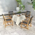 thumbnail image 4 of Gymax Patio 4PCS Acacia Wood Dining Chairs All-Weather Rope Woven Armchairs Outdoor, 4 of 9