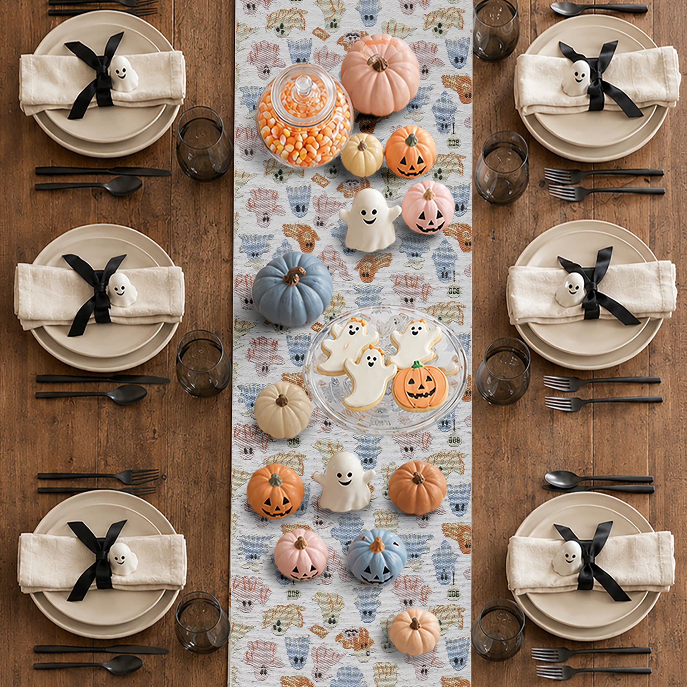 Halloween Ghosts 13" x 72" Table Runner - 100% Polyester, Multi-color