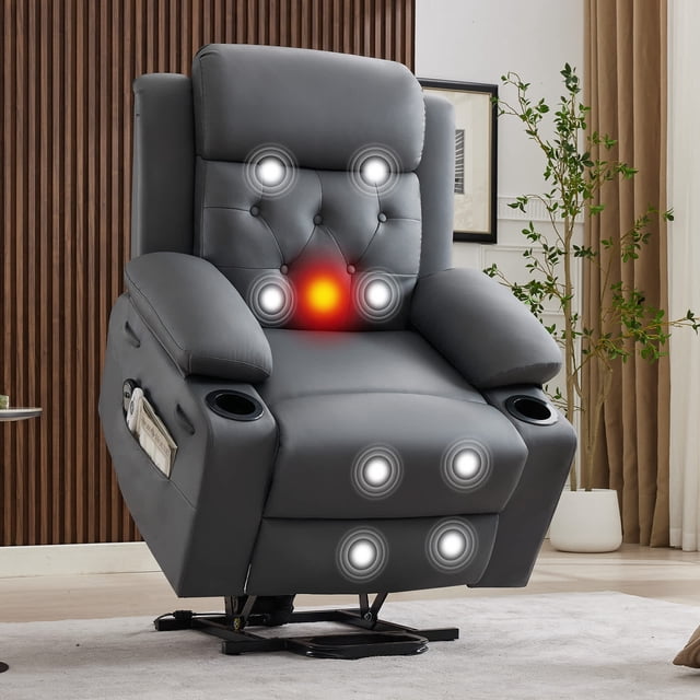 Ourlova Power Recliner Chair with Power Headrest and USB Charging Ports Gray
