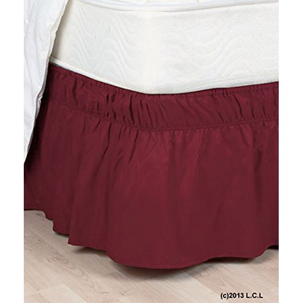 WrapAround Queen/King Burgundy Bedskirt Dust Ruffle Bed Skirt