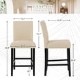 thumbnail image 4 of LSSPAID Bar Stools Set of 2, 24.8 Inch Upholstered Fabric Counter Height Stools, Modern Kitchen Island Wood Bar Chairs Barstools with Backrest and Solid Wood Legs, Beige, 4 of 4