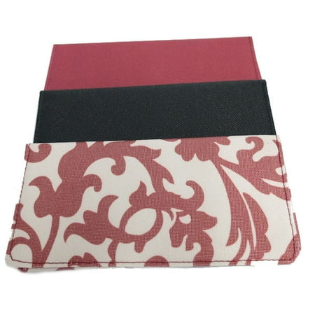 - Set of 3 Checkbook Covers in Black, Maroon and Print