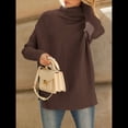 thumbnail image 4 of Suéter Holgado de Gran Tamaño para Mujer, Estilo Túnica Acanalada con Mangas Murciélago de Otoño. Café XXXL, 4 of 9