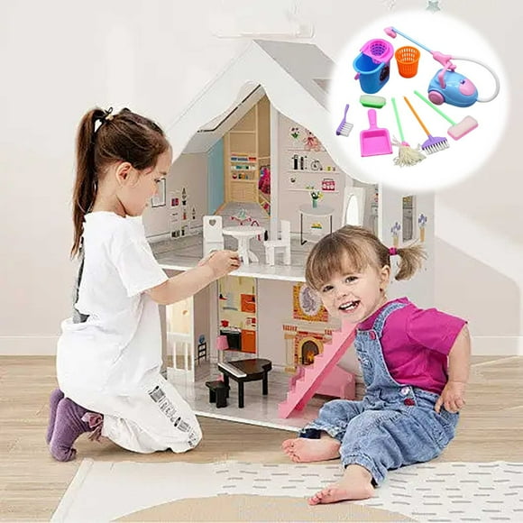 Dolls Accessories Mini Cleaning Set for Pretend Play - 9Pcs Educational Toy Cleaners for Kids 9PCS