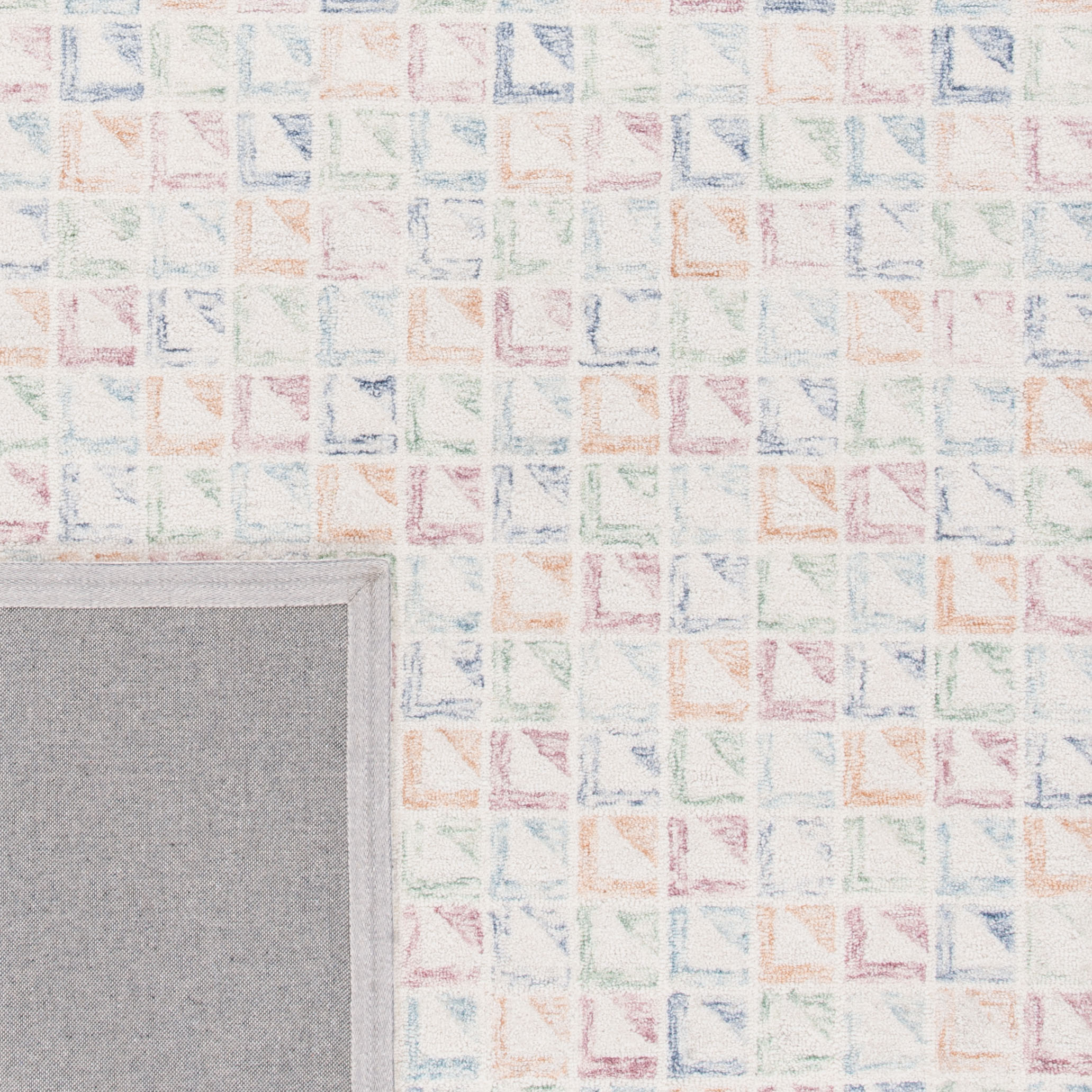 SAFAVIEH Rodeo Drive Declan Geometric Area Rug, Ivory/Blue, 6' x 6' Square