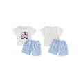 thumbnail image 2 of BemeyourBBs Girls Boys Summer Outfit Embroidery Car T-shirt Plaid/Stripes Shorts, 2 of 7