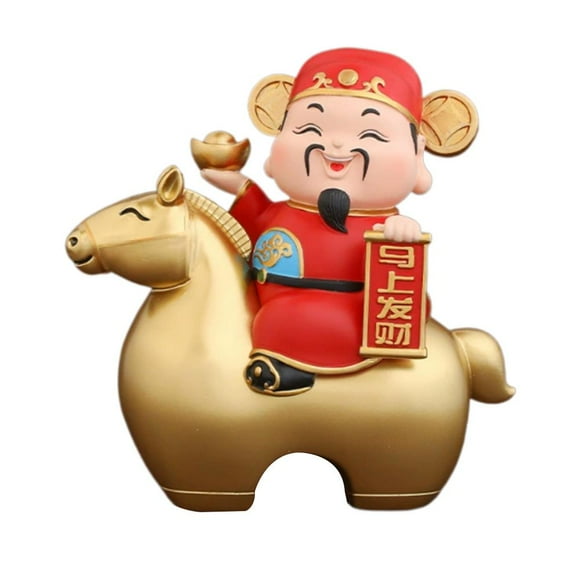 Daily Mix Store Chinese God of Wealth Figurine Riding Horse - Lucky Caishen Statue 2026 Year of The Horse Decoration, Feng Shui Fortune Wealth Ornament for Home Office Desk
