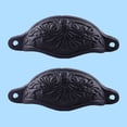 thumbnail image 2 of Renovators Supply Cabinet Pulls 4.5" Black Wrought Iron Drawer Cup Bin Pulls w/Screws Pack of 6, 2 of 7