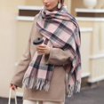 thumbnail image 5 of Prolriy Scarf for Women Autumn and Winter Colorful Plaid Shawl Thickening Warm Fringe Scarf Womens Scarf Pink, 5 of 8