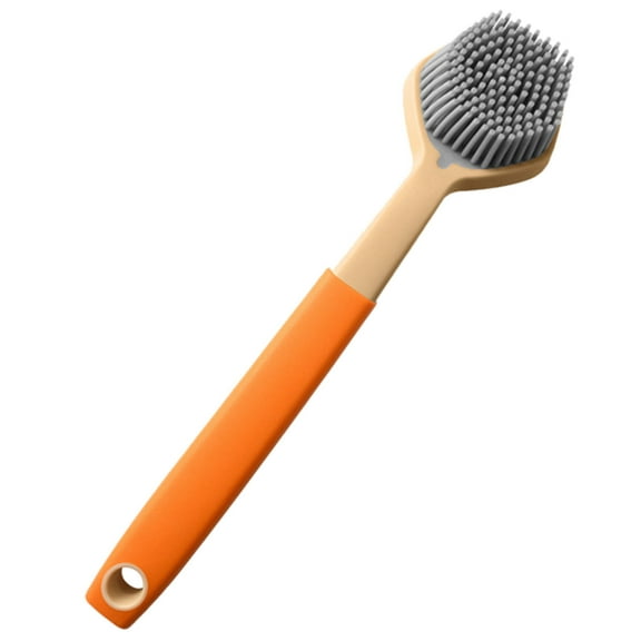 1 Pack Kitchen Dish Brush Bamboo Handle Dish Scrubber Built-in Scraper, Scrub Brush for Pans, Pots, Kitchen Sink Cleaning, Dishwashing and Cleaning Brushes are Perfect Cleaning Tools