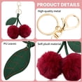 thumbnail image 3 of Farcauo Plush Cherry Keychain Cute Bag Charms Stylish Keychains for Women Kawaii Burgundy Purse Charm Car Keyrings, 3 of 7