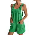 thumbnail image 3 of Loose Style Overalls Boho Solid Color Square Collar Playsuits Sleeveless Rompers Summer Casual Clothes Jumpsuit, 3 of 15