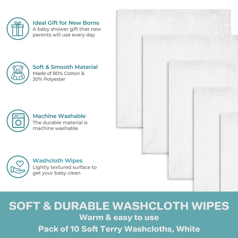 Spasilk Washcloth Wipes 10-Pack, White photo 2