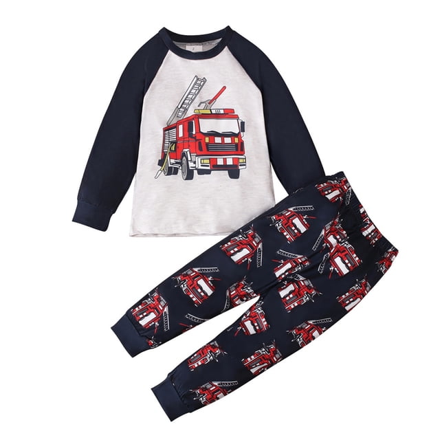 Odeerbi 1-9 Años Niños Niñas Pijamas de Algodón Otoño Long Johns Manga Larga Raglan Tops Pantalones Conjunto Suave Imprimir Sleepwear Dos Piezas Pijama Set