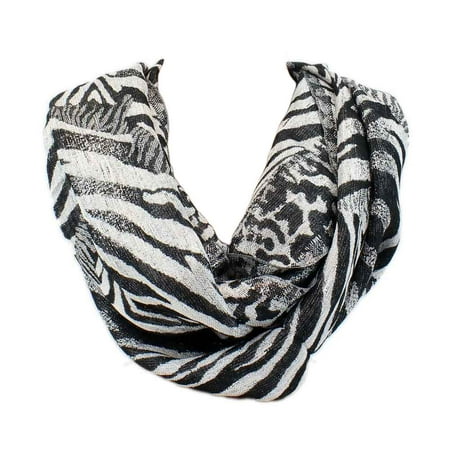 Apt. 9 Metallic Rayon Animal Print Black Silver Infinity Scarf (Best Material For Infinity Scarf)