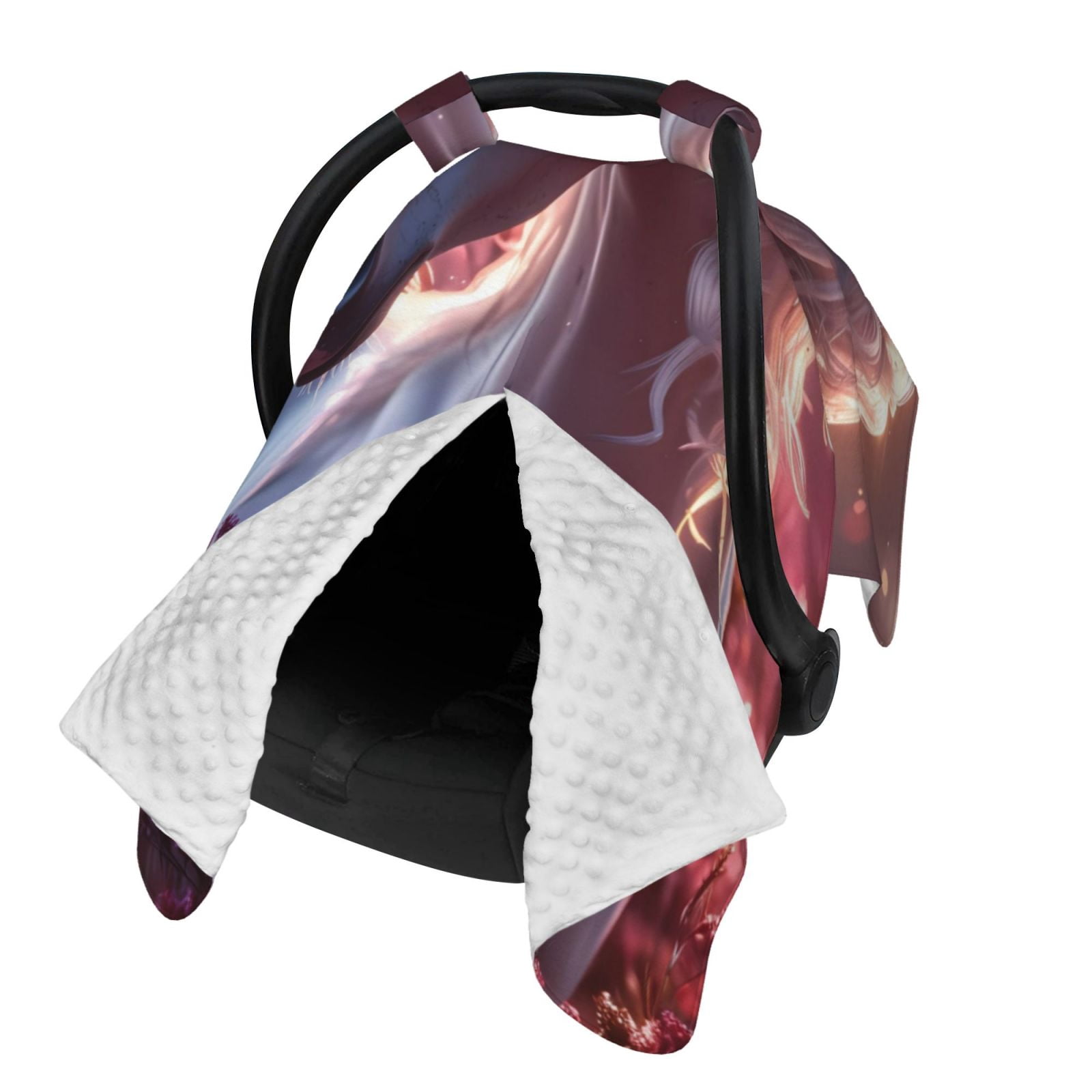 Naloa Flower White Horse Baby Car Seat Cover, Breathable Baby Carrier Cover, Multiuse Baby Carrier Cover & Nursing Breastfeeding Cover