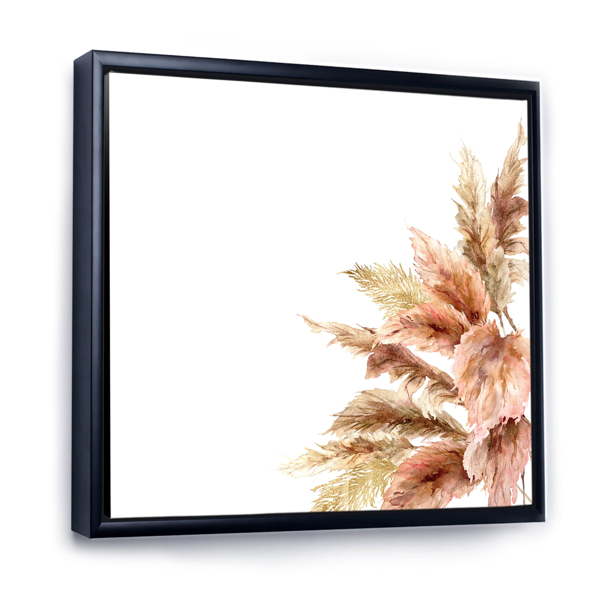 Designart 'Exotic Dry Pampas Grass On White Background' Traditional Framed Canvas Wall Art Print