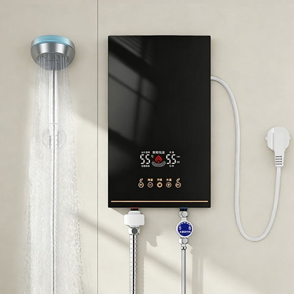 Hskeji 3500W Tankless Electric Water Heater, Instant on Demand with Shower Head IPX4 Waterproof with Digital Display, for Kitchen, Bathroom, RV