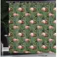 thumbnail image 3 of Ambesonne Flamingo Shower Curtain, Exotic Bird and Monstera, 69"Wx75"L, Charcoal Grey Dark Salmon, 3 of 4