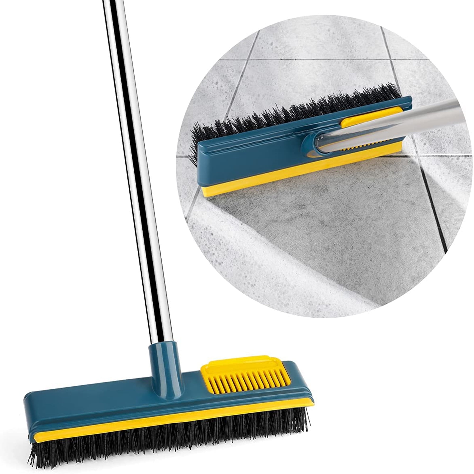 Grout Brush，Scrub Brush with Long Handle，Floor Scrubber，180°Rotatable  Bathtub Brush，Tile Floor Crevice Grout Brush，Scrub Brush for Cleaning 