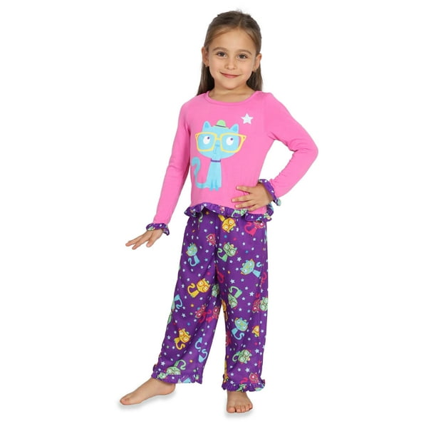 Komar Kids Komar Kids Girls Pajama Fun Top and Pants Sleepwear Set