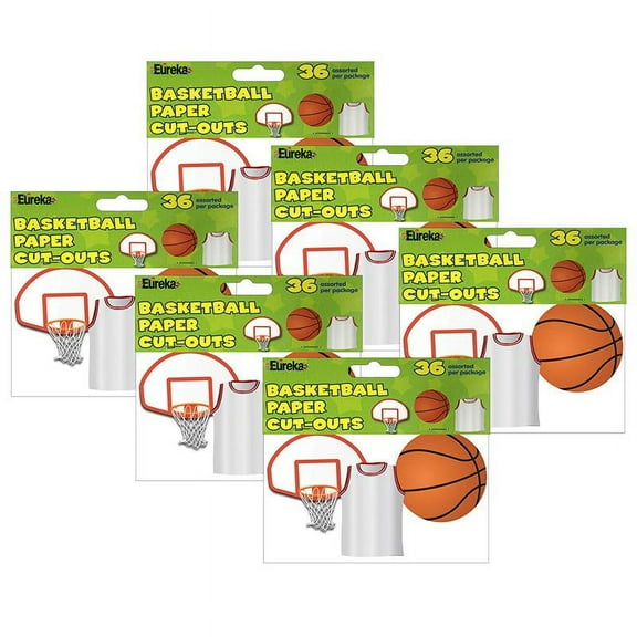 Eureka Basketball Assorted Cut Outs 36 Per Pack 6 Packs (EU-841248-6)