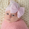 thumbnail image 5 of Zukuco Newborn Baby Girl Hat with Big Bow Soft Cute Knot Baby Comfy Nursery Beanie 0-3 months, 5 of 7